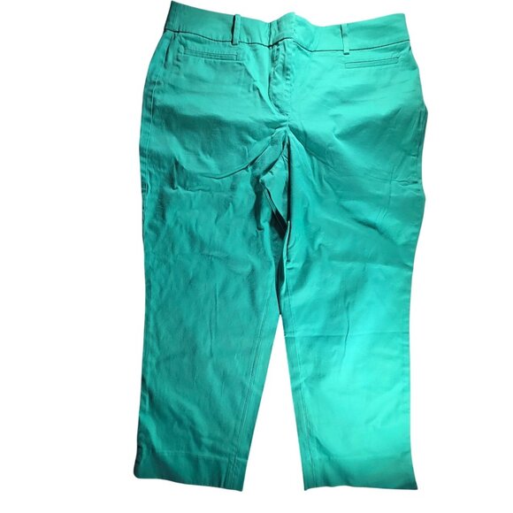 Talbots The Perfect Crop Womens 12P Teal Cotton Blend Pants capri green nwt - Picture 1 of 8